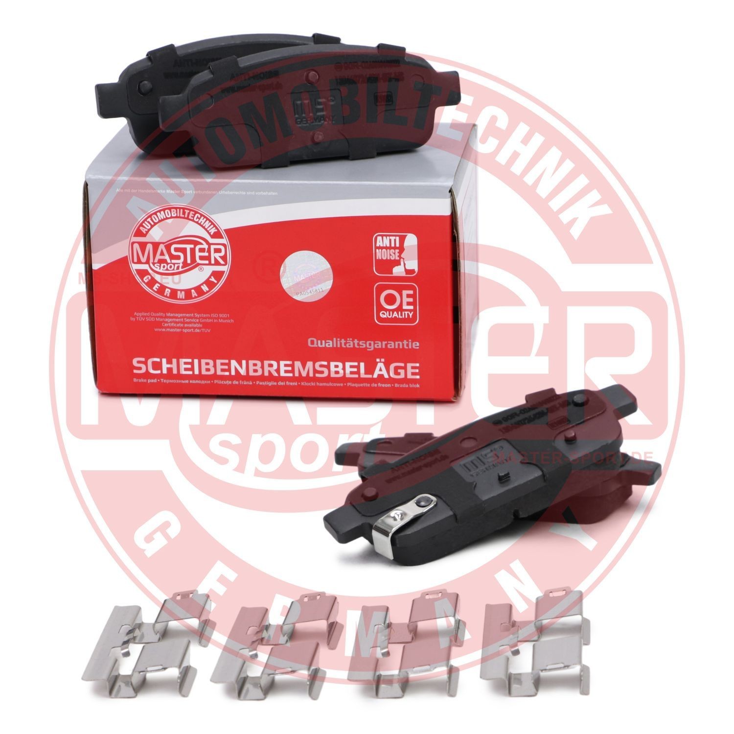 13046072642N-SET-MS Set of brake pads 25098 MASTER-SPORT Rear Axle, with acoustic wear warning, with anti-squeak plate