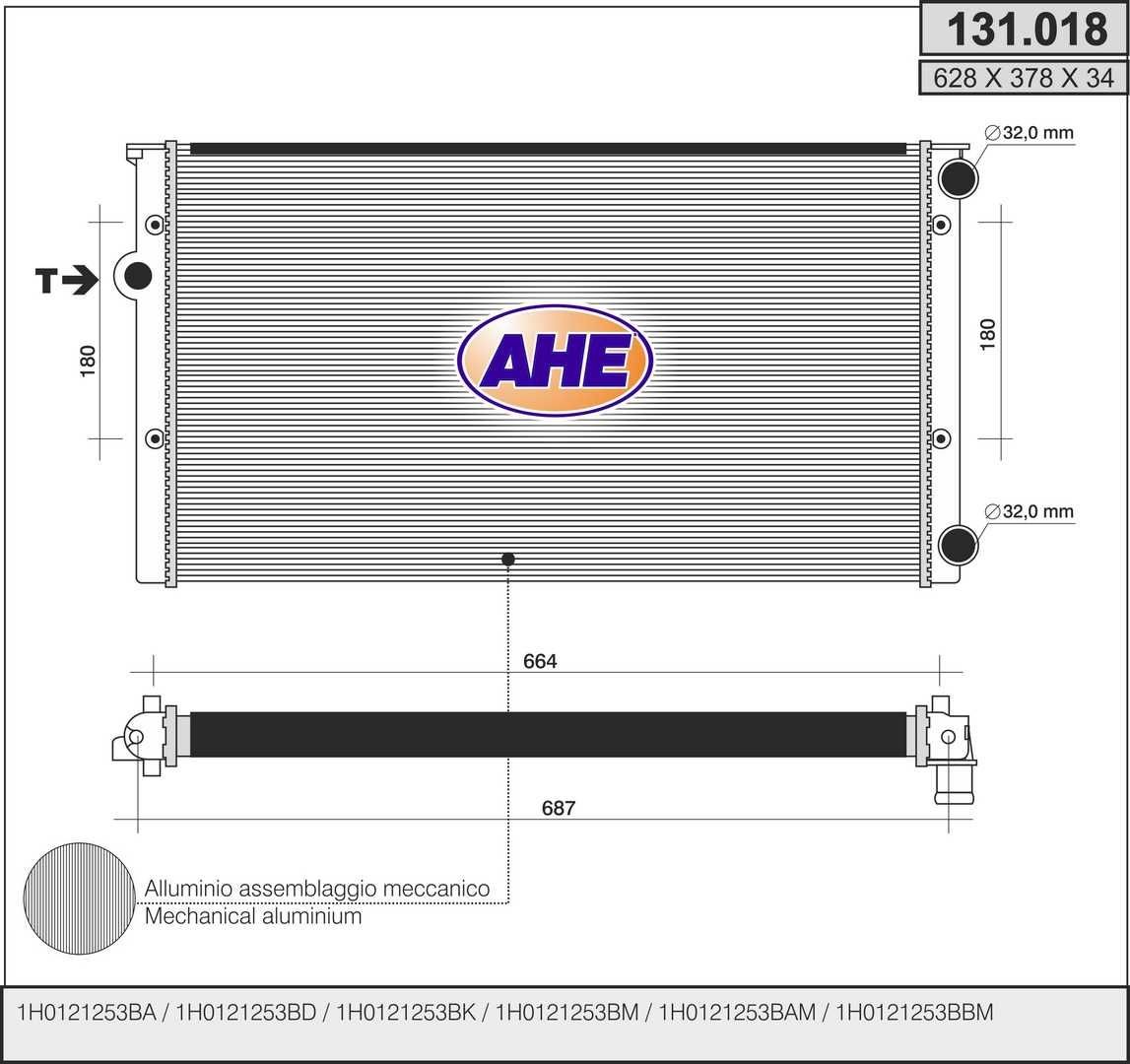 AHE 131.018 Engine radiator 1H0121253BA