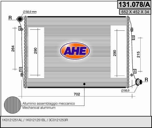 AHE 131.078/A Engine radiator 1K0.121.251 AL