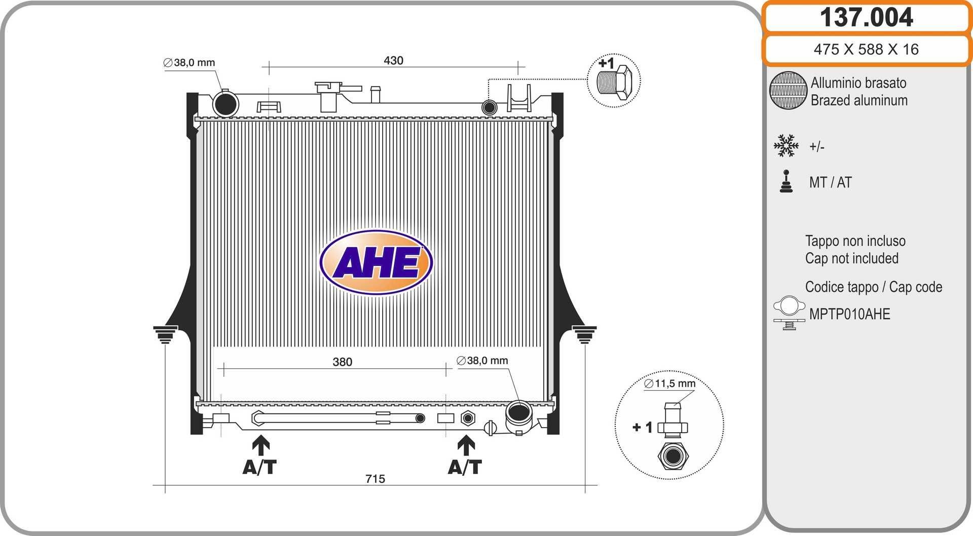 AHE 137.004 Engine radiator 8-97333-352-2