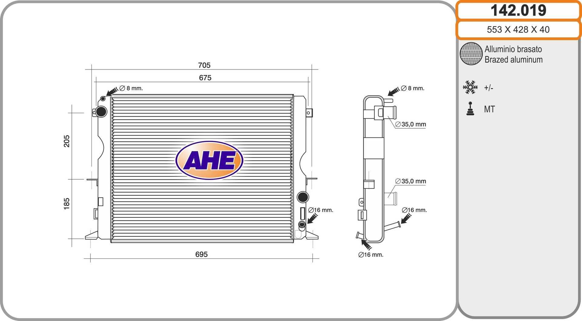 AHE 142.019 Engine radiator PDK 000100