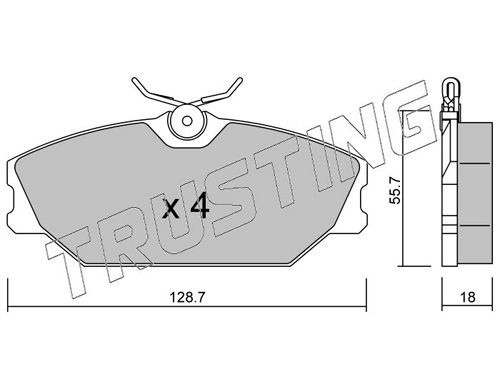 TRUSTING 144.2 Brake pad set excl. wear warning contact, not prepared for wear indicator