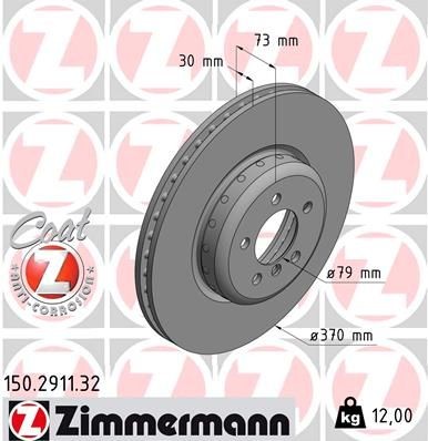 ZIMMERMANN FORMULA F COAT Z 150.2911.32 Brake disc 370x30mm, 6/5, 5x120, internally vented, two-part brake disc, Coated, High-carbon