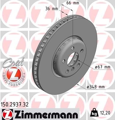 Original 150.2937.32 ZIMMERMANN Brake rotors TOYOTA