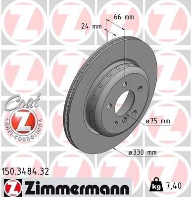 ZIMMERMANN FORMULA F COAT Z 330x20mm, 6/5, 5x120, internally vented, two-part brake disc, Coated, High-carbon Ø: 330mm, Rim: 5-Hole, Brake Disc Thickness: 20mm Brake rotor 150.3484.32 buy