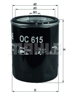 OC615 MAGNETI MARELLI 154705119440 Oil filter WLY4-14-302 TT