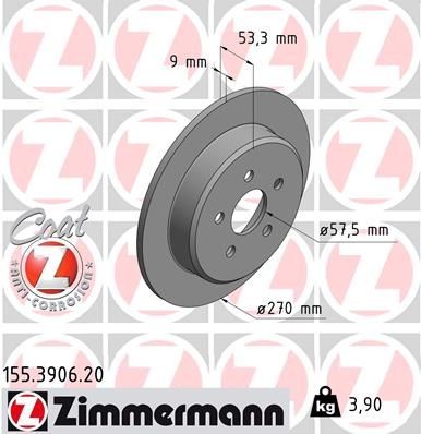 Original 155.3906.20 ZIMMERMANN Brake disc set CHRYSLER