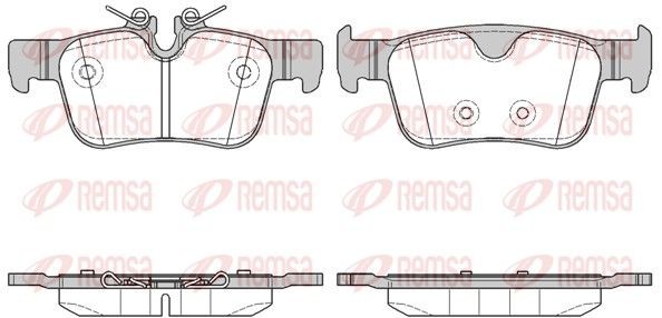 REMSA 1551.10 Brake pad set Rear Axle, prepared for wear indicator, with adhesive film, with spring
