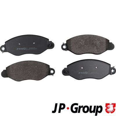 JP GROUP 1563603110 Brake pad set Front Axle, with acoustic wear warning