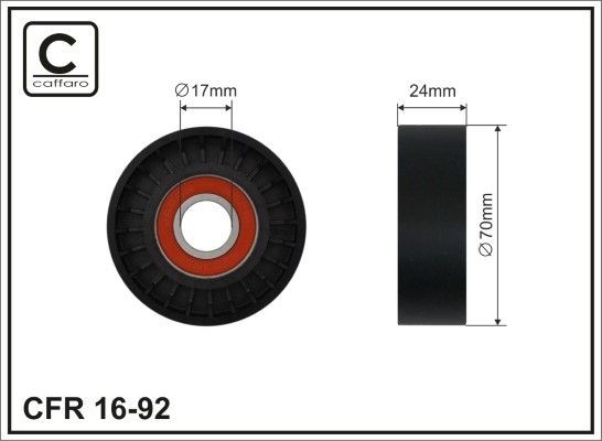 CAFFARO Ø: 70mm, Width: 24mm Tensioner pulley, v-ribbed belt 16-92 buy
