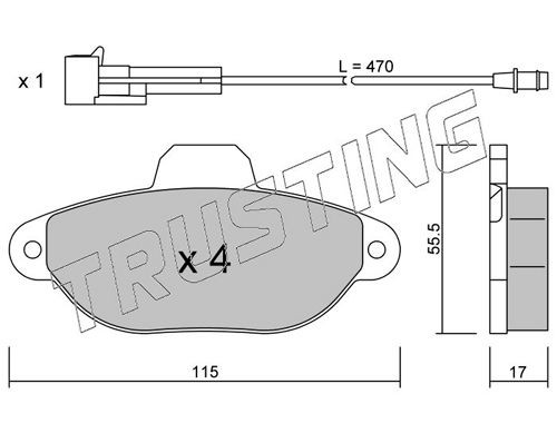 21436 TRUSTING incl. wear warning contact Thickness 1: 17,0mm Brake pads 162.0 buy