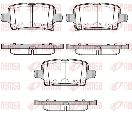 REMSA 1628.02 Brake pad set Rear Axle, with acoustic wear warning, with adhesive film