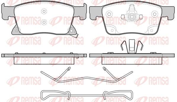 REMSA 1679.02 Brake pad set Front Axle, with acoustic wear warning, with adhesive film, with accessories, with spring