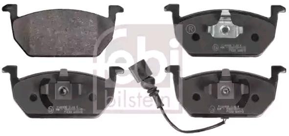 16913 FEBI BILSTEIN Brake pad set VW Front Axle, incl. wear warning contact, with piston clip