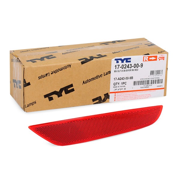 Rear bumper reflector TYC red, Right - 17-0243-00-9