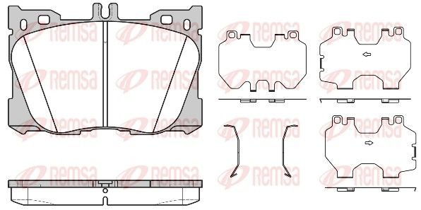 REMSA 1705.00 Brake pad set Front Axle, prepared for wear indicator, with adhesive film, with accessories
