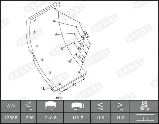 BERAL 1763513006015603 Bremsbelagsatz, Trommelbremse für IVECO Zeta LKW in Original Qualität