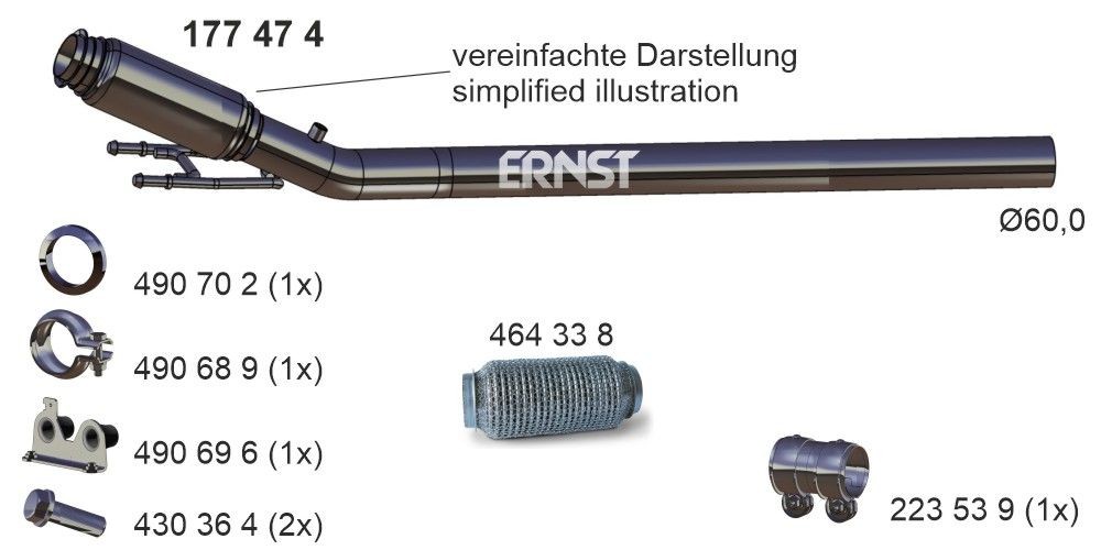 ERNST 177474 Exhaust pipes VW TRANSPORTER 2015 price