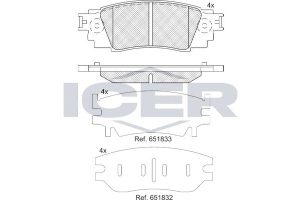 ICER 182262 Brake pad set Axle Vers.: Rear