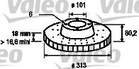 VALEO 186685 Brake disc Rear Axle, 313x18mm, 6, Vented