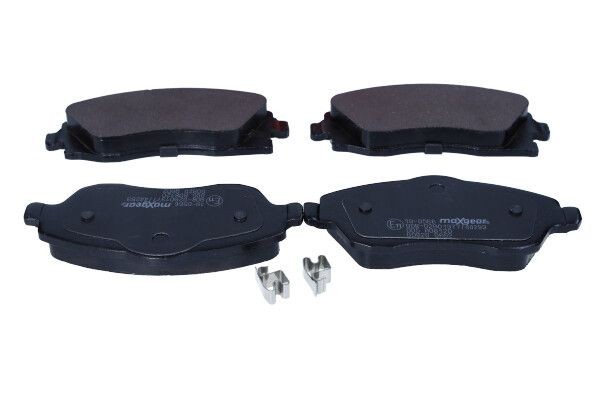 MAXGEAR Front Axle, with acoustic wear warning Height 1: 52,3mm, Height 2: 55,4mm, Width 1: 132mm, Width 2 [mm]: 132mm, Thickness: 17mm Brake pads 19-0566 buy