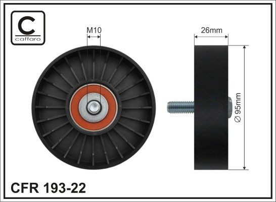 CAFFARO 193-22 Deflection / Guide Pulley, v-ribbed belt