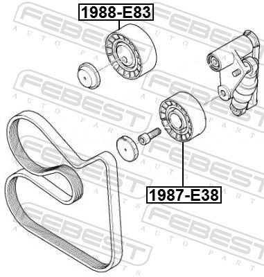 FEBEST Deflection / Guide Pulley, v-ribbed belt 1988-E83 for BMW 5 Series, X3
