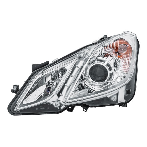 HELLA 1EL 009 647-911 Headlight Left, W5W, PY21W, H7/H7, Halogen, DE, 12V, with low beam, with high beam, with position light, with indicator, for right-hand traffic, with motor for headlamp levelling, with bulbs