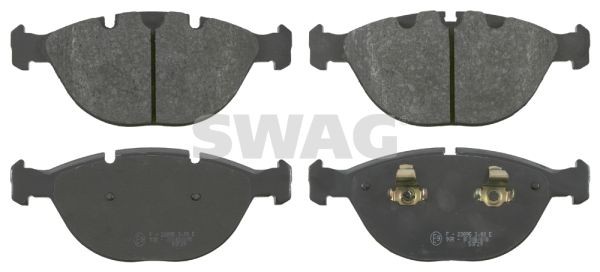 23448 SWAG Front Axle, prepared for wear indicator, with piston clip Width: 79,2mm, Thickness 1: 20,4, 19,6mm Brake pads 20 91 6501 buy