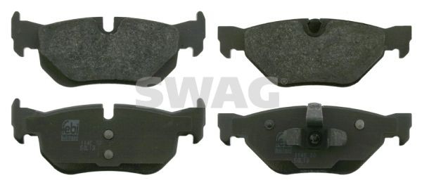 20 91 6533 SWAG Brake pad set BMW Rear Axle, prepared for wear indicator, with piston clip