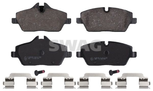 23915 SWAG Front Axle, excl. wear warning contact, with fastening material Width: 65,3, 53,5mm, Thickness 1: 17,6mm Brake pads 20 91 6559 buy