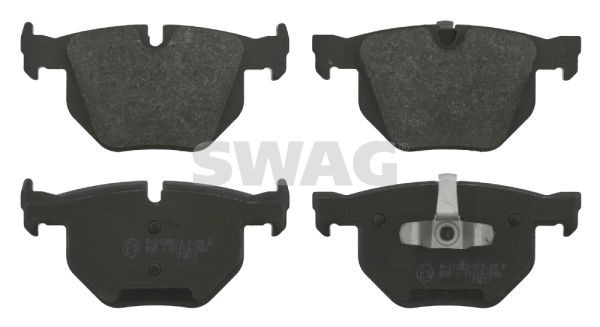 20 91 6587 SWAG Brake pad set BMW Rear Axle, prepared for wear indicator, with piston clip