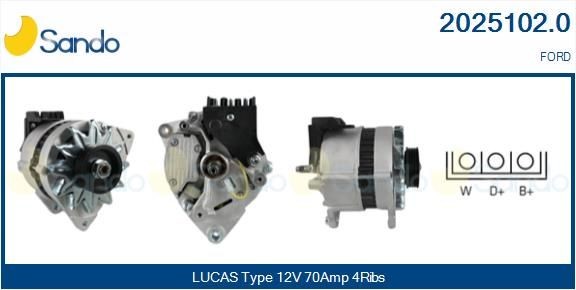 SANDO 12V, 70A, CPA0112, with integrated regulator Number of ribs: 4 Generator 2025102.0 buy