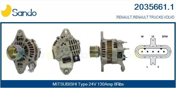 SANDO 2035661.1 Lichtmaschine für RENAULT TRUCKS T-Serie LKW in Original Qualität