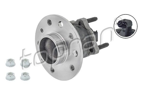 TOPRAN 207 395 Wheel bearing kit Rear Axle Left, Rear Axle Right, with nut, with studs, Wheel Bearing integrated into wheel hub, 140 mm