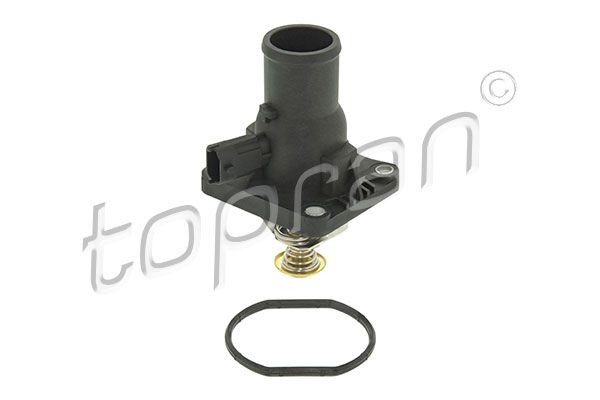 TOPRAN 208 521 Engine thermostat Opening Temperature: 105°C, with seal, with sensor, with housing, Metal Housing
