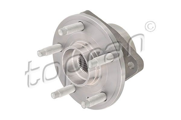TOPRAN 208 665 Wheel Hub 5x105, with ABS sensor ring, Wheel Bearing integrated into wheel hub, with studs, Front axle both sides