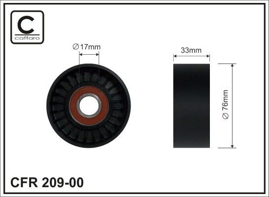 CAFFARO 209-00 Deflection / Guide Pulley, v-ribbed belt 25286-4A-000