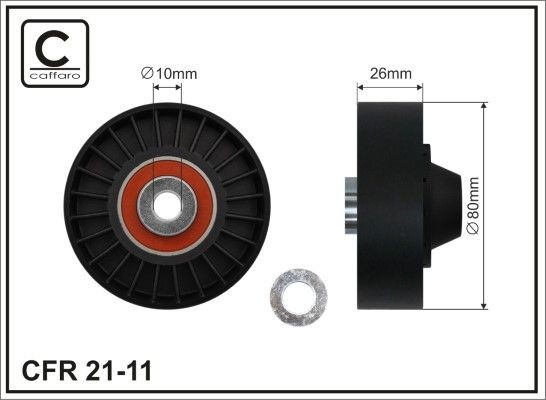 OEM-quality CAFFARO 21-11 Deflection / Guide Pulley, v-ribbed belt