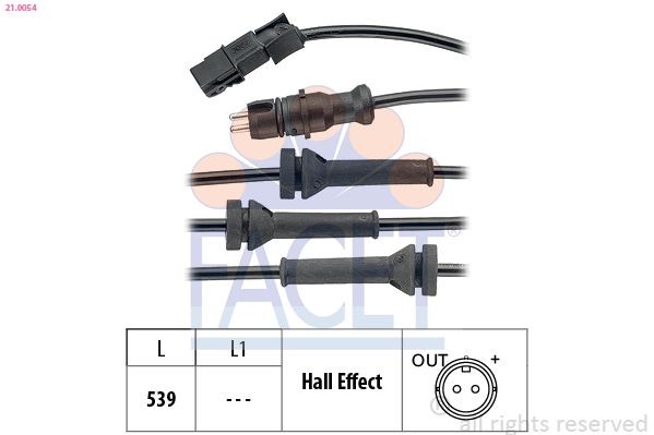 FACET 21.0054 ABS sensor Made in Italy - OE Equivalent, 539mm