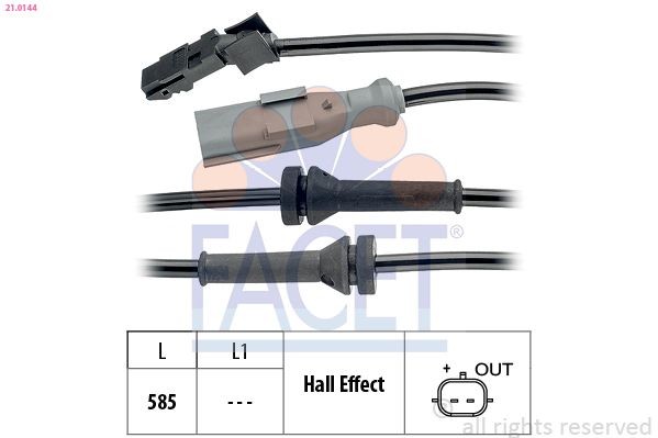 FACET 21.0144 ABS sensor Made in Italy - OE Equivalent, 585mm