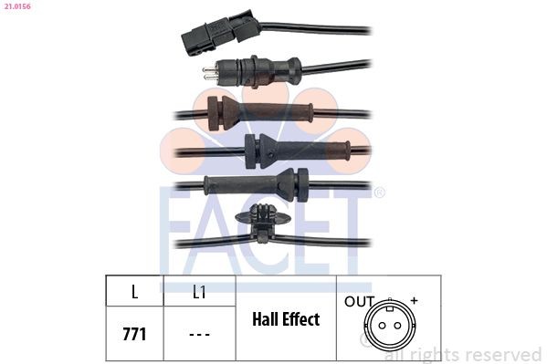 FACET 21.0156 ABS sensor Made in Italy - OE Equivalent, 771mm