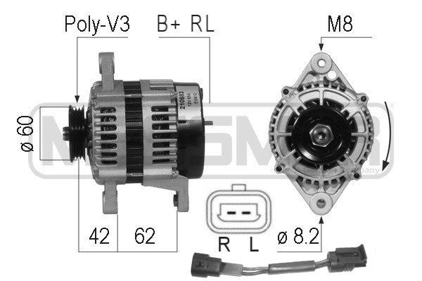ERA 14V, 65A, B+RL, Ø 65 mm, with plug connector Generator 210683 buy