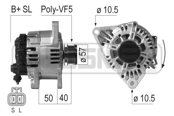 ERA 14V, 120A, B+SL, Ø 57 mm Generator 210814 buy