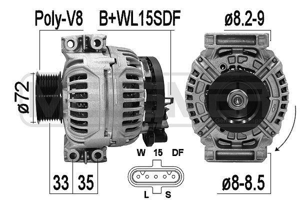 ERA 28V, 100A, B+WL15SDF, Ø 72 mm Lichtmaschine 210817 kaufen