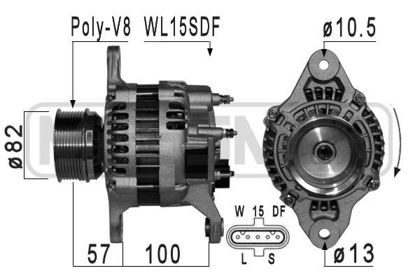 MESSMER 210920 Alternator 28V, 130A, B+WL15SDF, Ø 82 mm