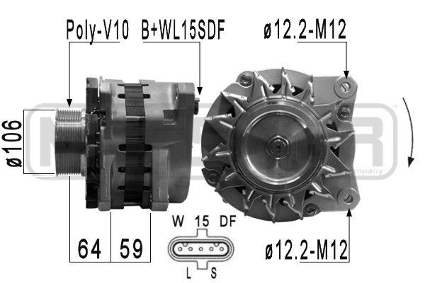ERA 28V, 150A, B+WL15SDF, Ø 106 mm Generator 210924 buy