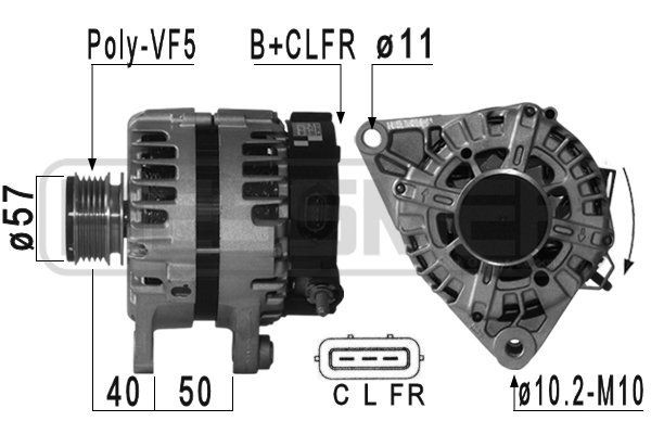 210942 ERA Generator HYUNDAI 14V, 130A, B+CLFR, Ø 57 mm