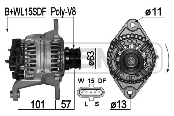 ERA 28V, 80A, B+WL15SDF, Ø 63 mm Generator 210966 buy