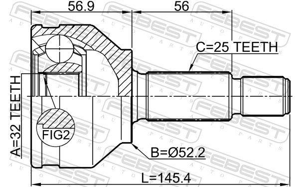 FEBEST Joint drive shaft 2110-FOCAU for Ford Focus Mk1